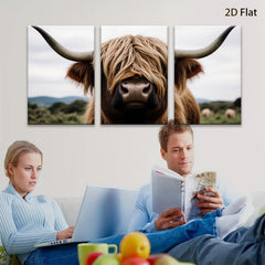 2D flat 1pc Highland Cow Portrait Farm Animal Wall Art Canvas Print Rustic Country Home Decor Living Room Bedroom Modern Farmhouse Style