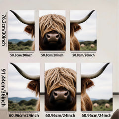 2D flat 1pc Highland Cow Portrait Farm Animal Wall Art Canvas Print Rustic Country Home Decor Living Room Bedroom Modern Farmhouse Style