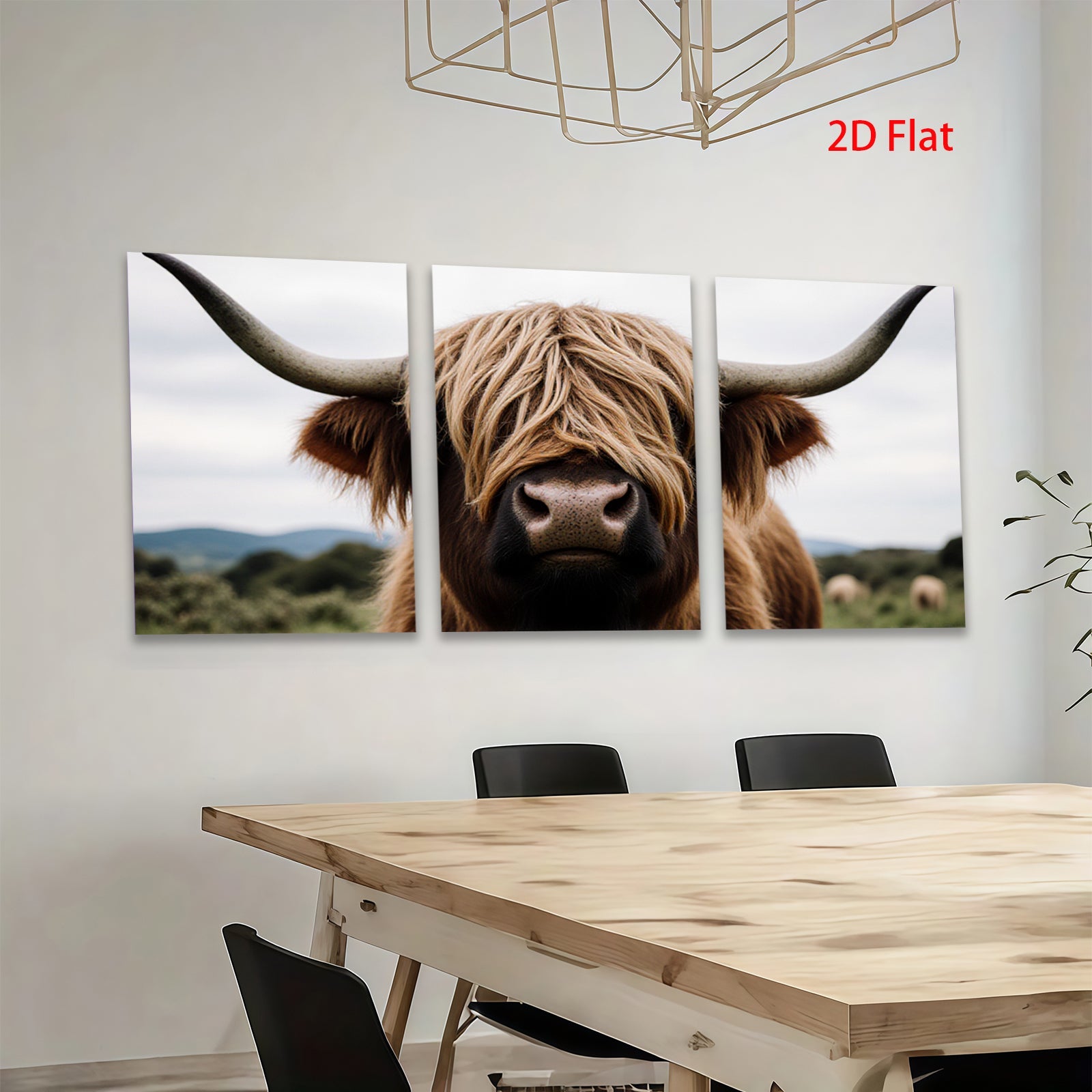 2D flat 1pc Highland Cow Portrait Farm Animal Wall Art Canvas Print Rustic Country Home Decor Living Room Bedroom Modern Farmhouse Style