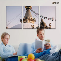 2D flat 1pc Himalayan stupa serene temple wall art bedroom living room gallery wrapped canvas farmhouse modern minimalist decor