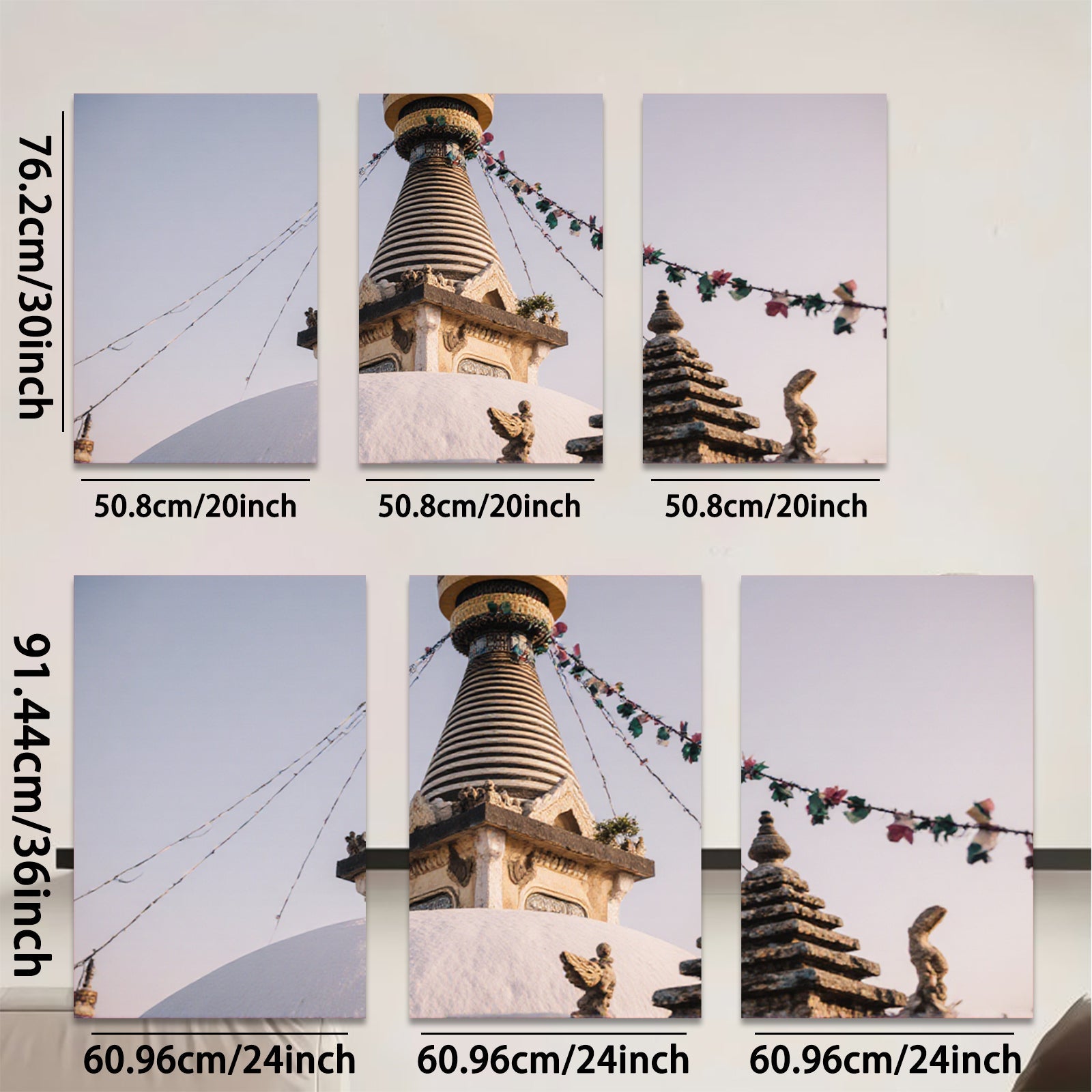 2D flat 1pc Himalayan stupa serene temple wall art bedroom living room gallery wrapped canvas farmhouse modern minimalist decor