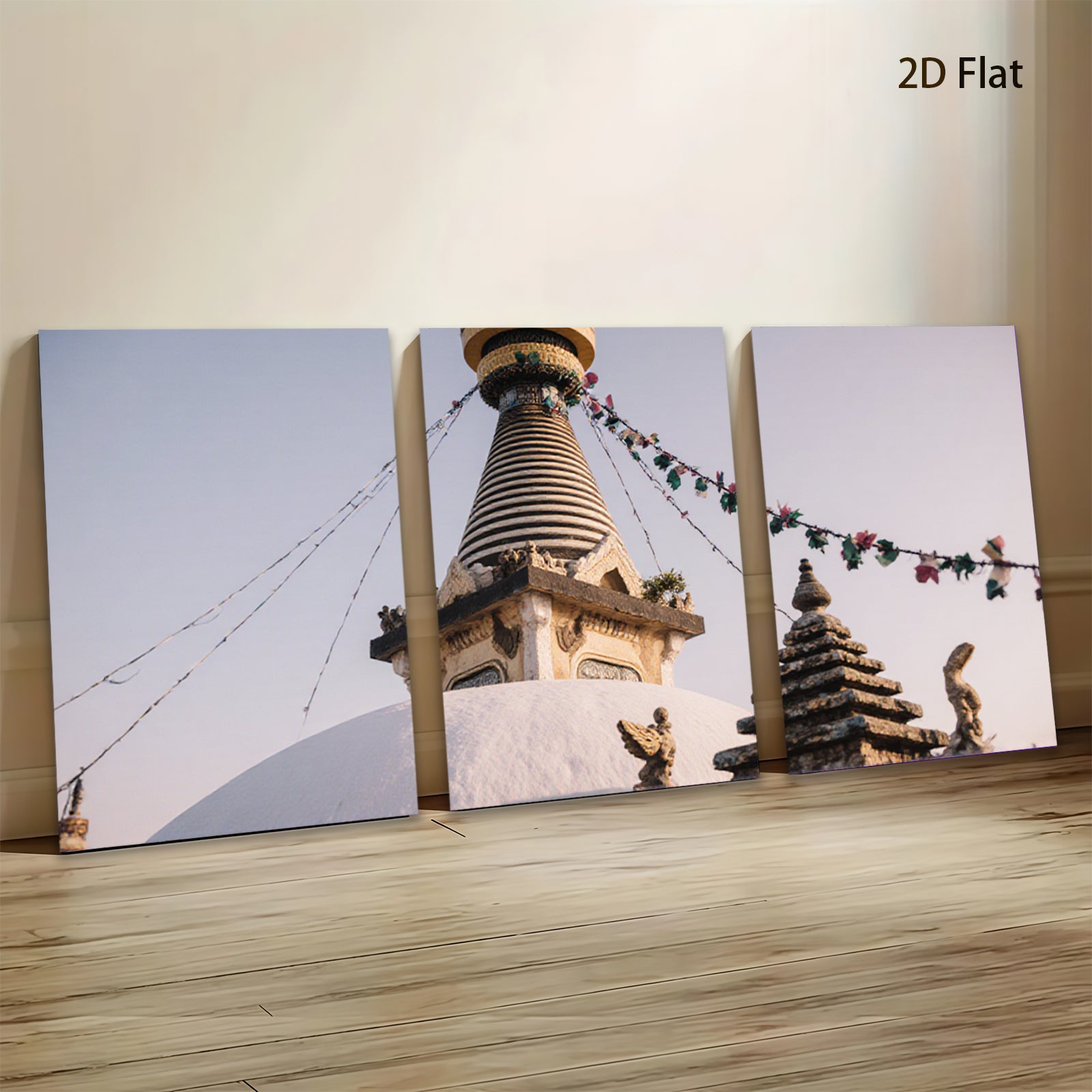 2D flat 1pc Himalayan stupa serene temple wall art bedroom living room gallery wrapped canvas farmhouse modern minimalist decor