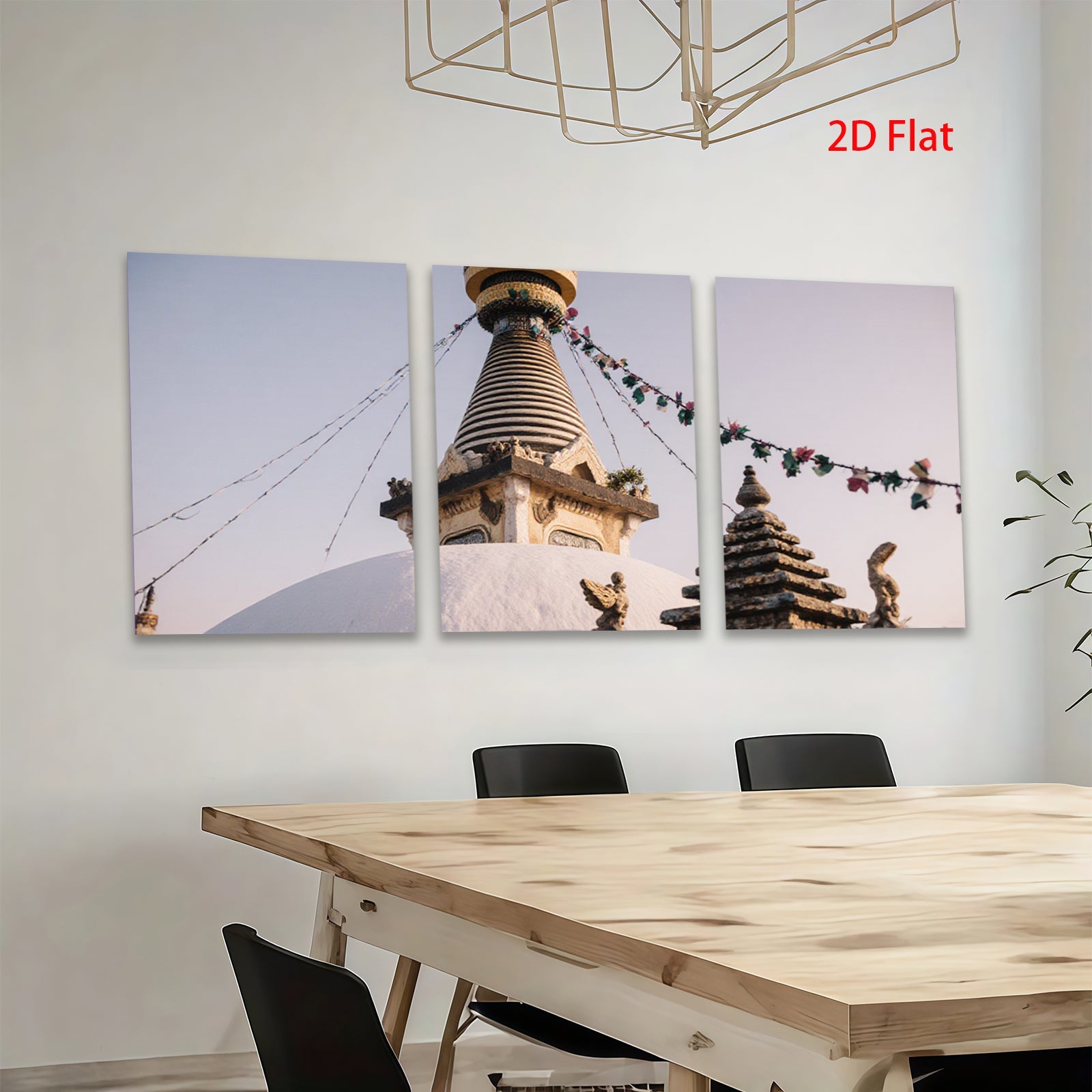 2D flat 1pc Himalayan stupa serene temple wall art bedroom living room gallery wrapped canvas farmhouse modern minimalist decor