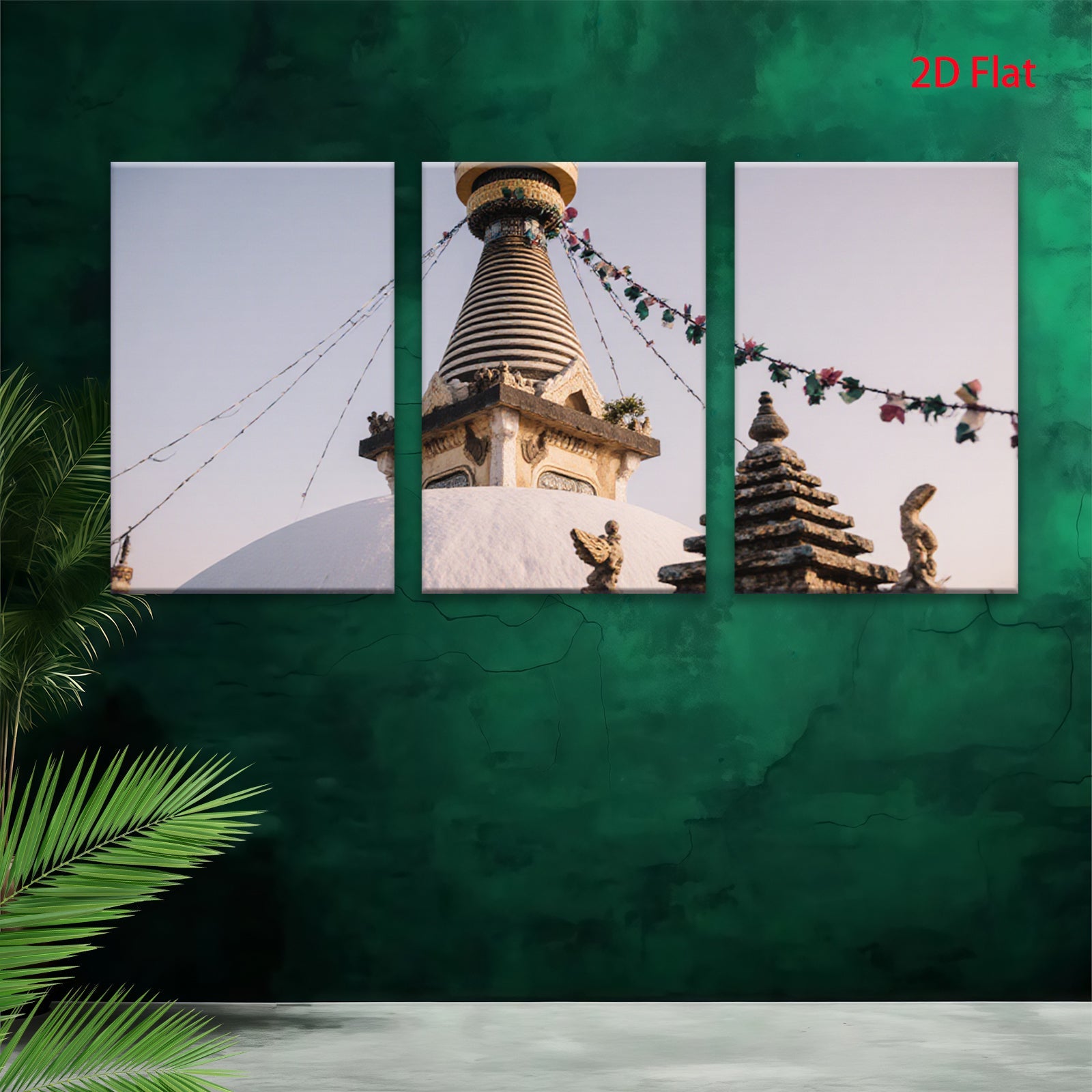 2D flat 1pc Himalayan stupa serene temple wall art bedroom living room gallery wrapped canvas farmhouse modern minimalist decor