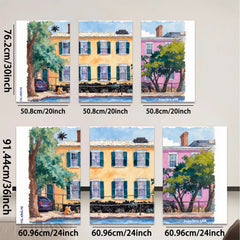 2D flat 1pc Historic Charleston Rainbow Row Southern Charm Home Decor Wall Art Prints Living Room Bedroom Gallery Wrapped Canvas