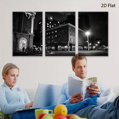2D flat 1pc Historic Cityscape Night View Street Scene Wall Art for Living Room Bedroom Home Decor Gallery Wrapped Canvas Prints Modern Farmhouse Style
