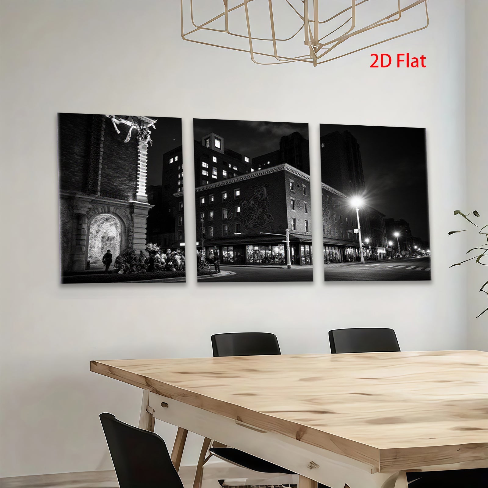 2D flat 1pc Historic Cityscape Night View Street Scene Wall Art for Living Room Bedroom Home Decor Gallery Wrapped Canvas Prints Modern Farmhouse Style