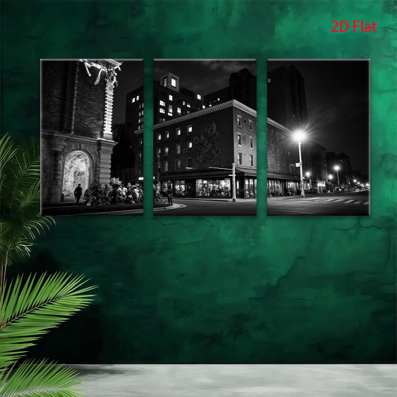 2D flat 1pc Historic Cityscape Night View Street Scene Wall Art for Living Room Bedroom Home Decor Gallery Wrapped Canvas Prints Modern Farmhouse Style