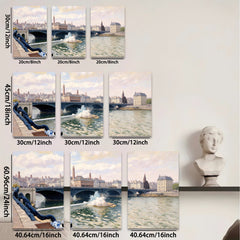 2D flat 1pc Historic European Bridge Cityscape Wall Art Living Room Bedroom Decor Modern Farmhouse Style Gallery Wrapped Canvas Prints Ready to Hang