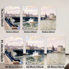 2D flat 1pc Historic European Bridge Cityscape Wall Art Living Room Bedroom Decor Modern Farmhouse Style Gallery Wrapped Canvas Prints Ready to Hang