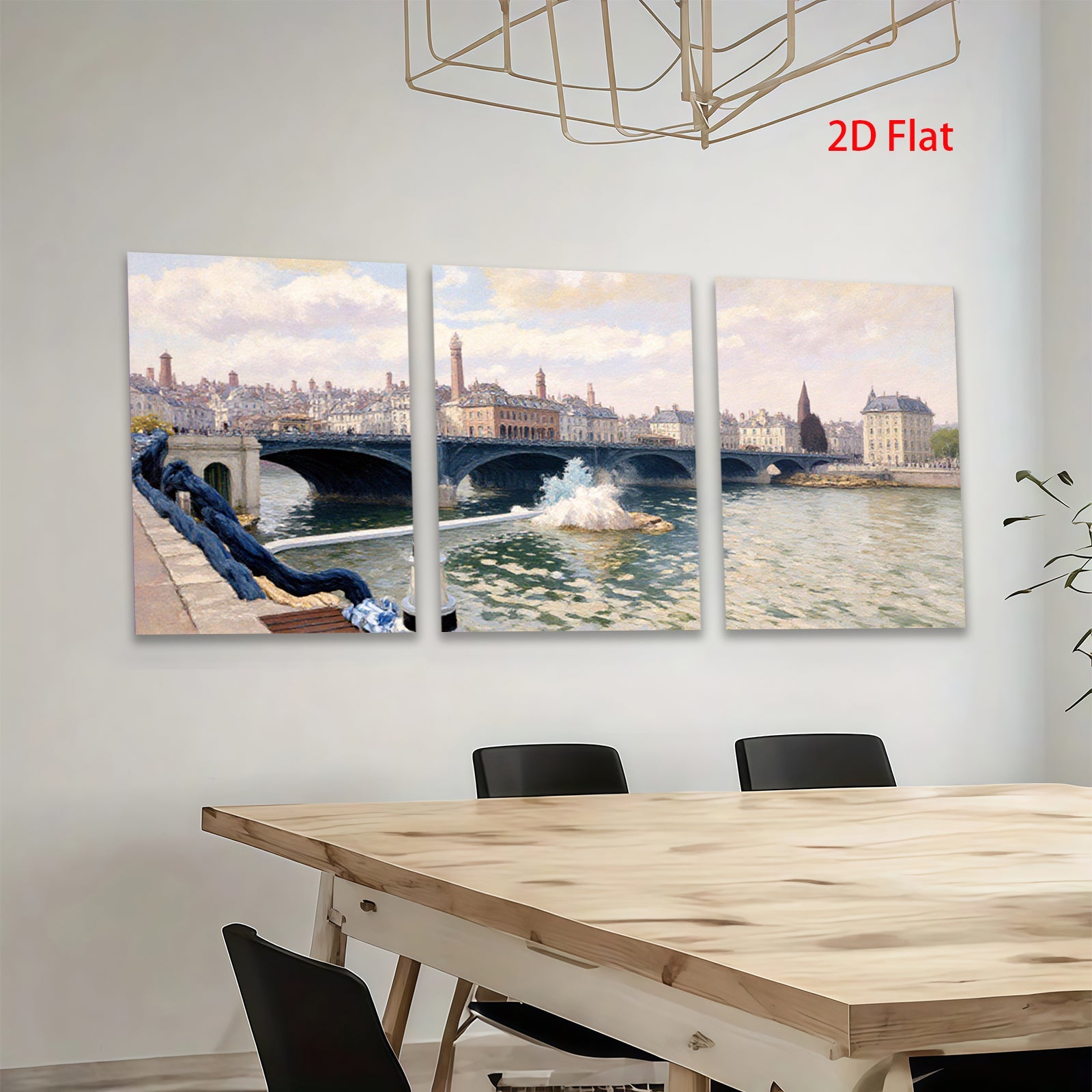 2D flat 1pc Historic European Bridge Cityscape Wall Art Living Room Bedroom Decor Modern Farmhouse Style Gallery Wrapped Canvas Prints Ready to Hang