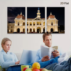 2D flat 1pc Historic European Palace Night View Wall Art Decor for Living Room Bedroom Office Gallery Wrapped Canvas Prints Modern Farmhouse Aesthetic Coastal Style