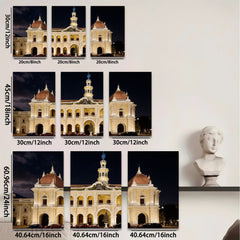 2D flat 1pc Historic European Palace Night View Wall Art Decor for Living Room Bedroom Office Gallery Wrapped Canvas Prints Modern Farmhouse Aesthetic Coastal Style