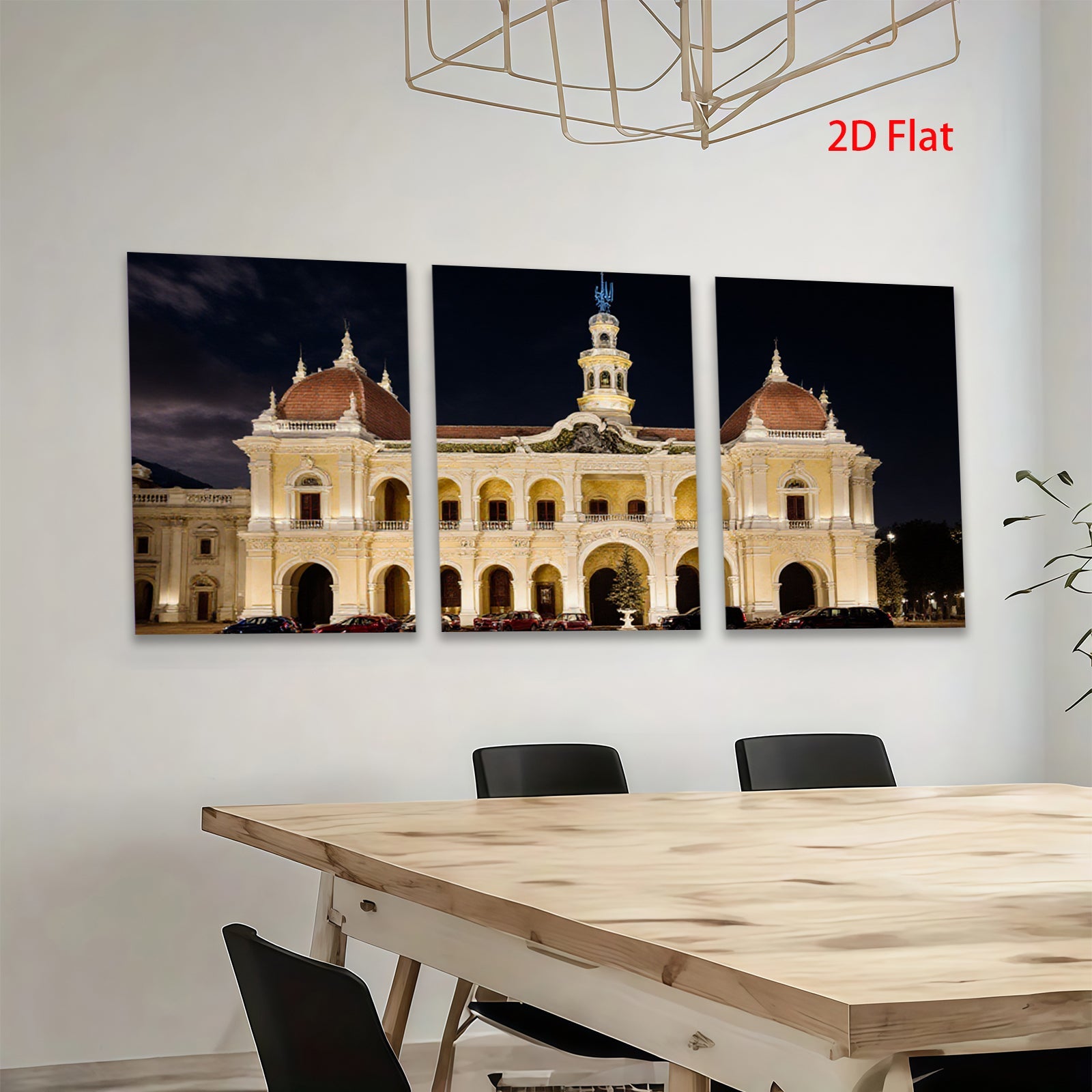 2D flat 1pc Historic European Palace Night View Wall Art Decor for Living Room Bedroom Office Gallery Wrapped Canvas Prints Modern Farmhouse Aesthetic Coastal Style