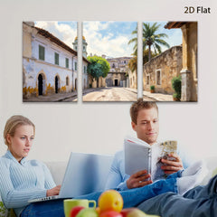 2D flat 1pc Historic European street view charming wall art canvas prints for living room bedroom home decor farmhouse style gallery wrapped