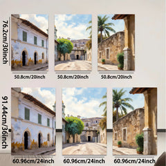 2D flat 1pc Historic European street view charming wall art canvas prints for living room bedroom home decor farmhouse style gallery wrapped