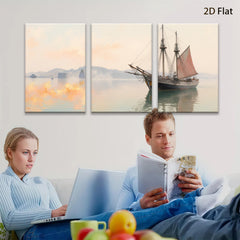 2D flat 1pc Historic Sailing Ship Maritime Scene Coastal Wall Decor Living Room Bedroom Art Canvas Prints Modern Farmhouse Style Gallery Wrapped Ready to Hang