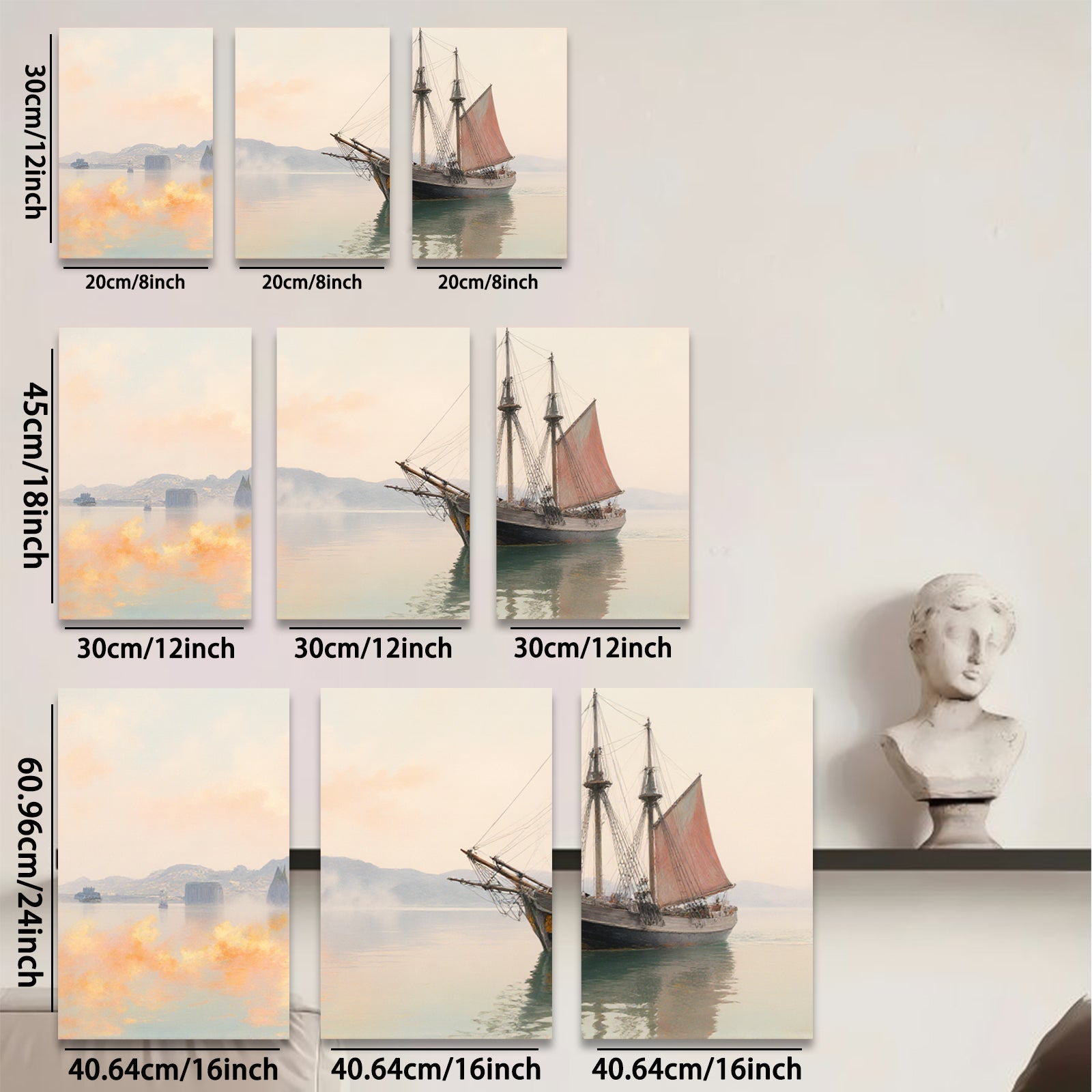 2D flat 1pc Historic Sailing Ship Maritime Scene Coastal Wall Decor Living Room Bedroom Art Canvas Prints Modern Farmhouse Style Gallery Wrapped Ready to Hang