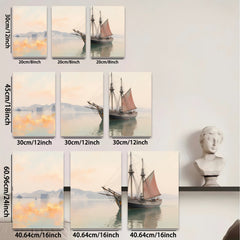 2D flat 1pc Historic Sailing Ship Maritime Scene Coastal Wall Decor Living Room Bedroom Art Canvas Prints Modern Farmhouse Style Gallery Wrapped Ready to Hang