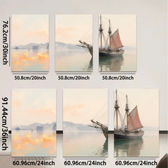 2D flat 1pc Historic Sailing Ship Maritime Scene Coastal Wall Decor Living Room Bedroom Art Canvas Prints Modern Farmhouse Style Gallery Wrapped Ready to Hang