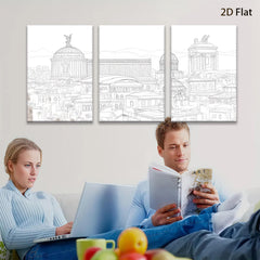 2D flat 1pc Historical European Cityscape Canvas Wall Art for Living Room Bedroom Office Decor Gallery Wrapped Modern Farmhouse Style Pictures Ready to Hang