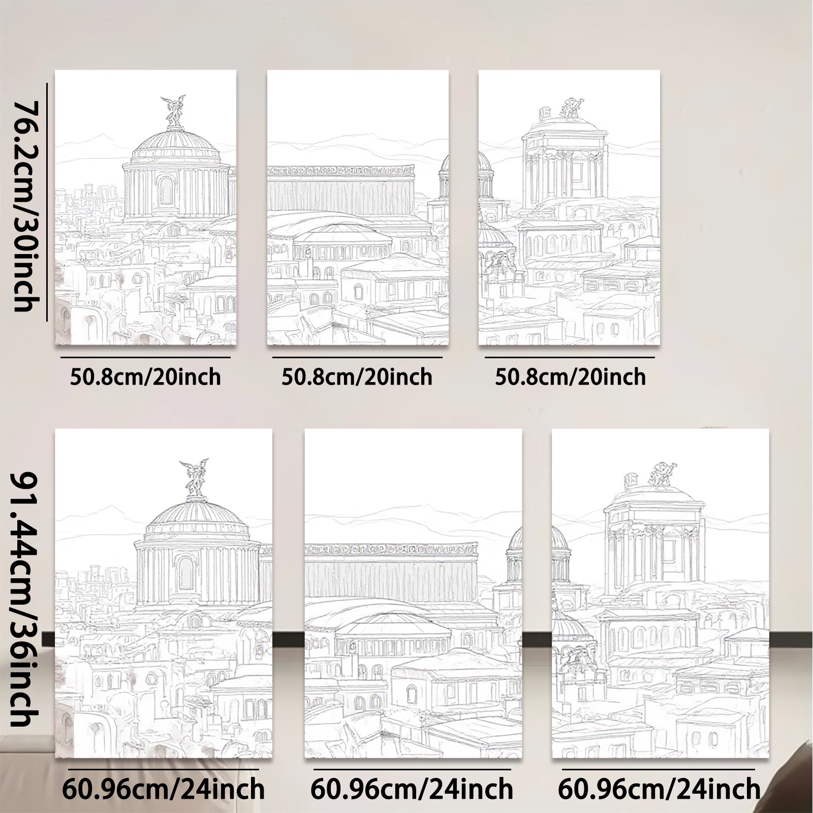 2D flat 1pc Historical European Cityscape Canvas Wall Art for Living Room Bedroom Office Decor Gallery Wrapped Modern Farmhouse Style Pictures Ready to Hang