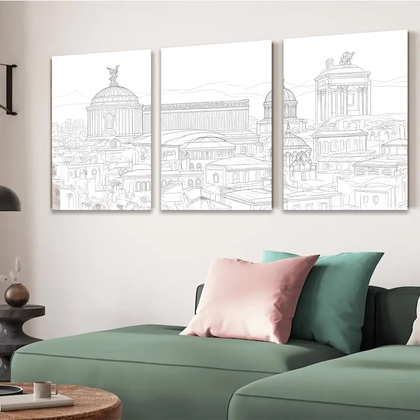 2D flat 1pc Historical European Cityscape Canvas Wall Art for Living Room Bedroom Office Decor Gallery Wrapped Modern Farmhouse Style Pictures Ready to Hang