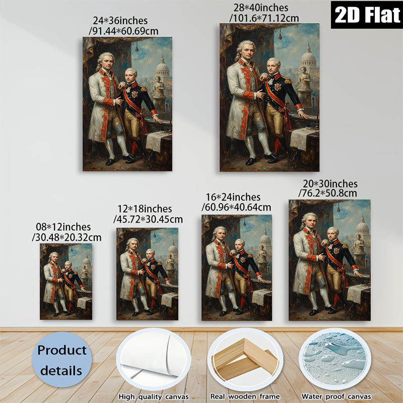 2D flat 1pc Historical Portrait Gentleman Military Officer Fine Art Canvas Wall Decor Living Room Bedroom Gallery Wrapped Art Modern Farmhouse Style