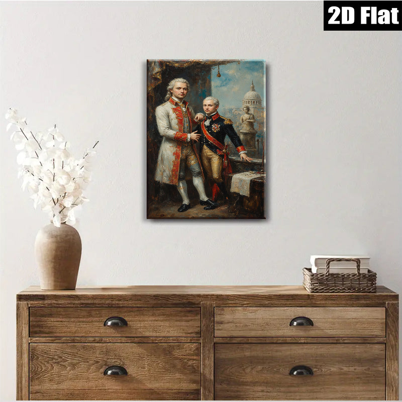 2D flat 1pc Historical Portrait Gentleman Military Officer Fine Art Canvas Wall Decor Living Room Bedroom Gallery Wrapped Art Modern Farmhouse Style