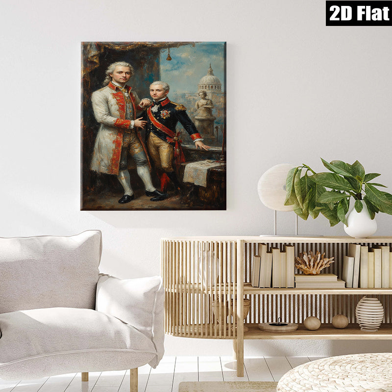 2D flat 1pc Historical Portrait Gentleman Military Officer Fine Art Canvas Wall Decor Living Room Bedroom Gallery Wrapped Art Modern Farmhouse Style