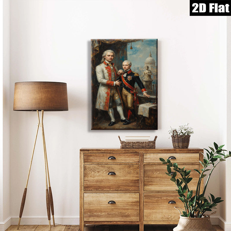 2D flat 1pc Historical Portrait Gentleman Military Officer Fine Art Canvas Wall Decor Living Room Bedroom Gallery Wrapped Art Modern Farmhouse Style