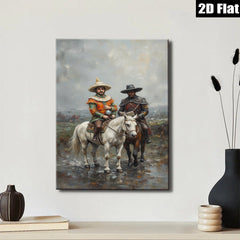 2D flat 1pc Historical Riders Western Landscape Wall Art Canvas Prints For Living Room Bedroom Decor Gallery Wrapped Ready To Hang Farmhouse Style