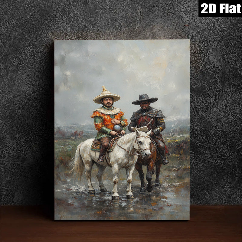 2D flat 1pc Historical Riders Western Landscape Wall Art Canvas Prints For Living Room Bedroom Decor Gallery Wrapped Ready To Hang Farmhouse Style