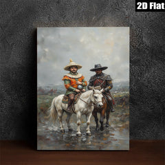 2D flat 1pc Historical Riders Western Landscape Wall Art Canvas Prints For Living Room Bedroom Decor Gallery Wrapped Ready To Hang Farmhouse Style