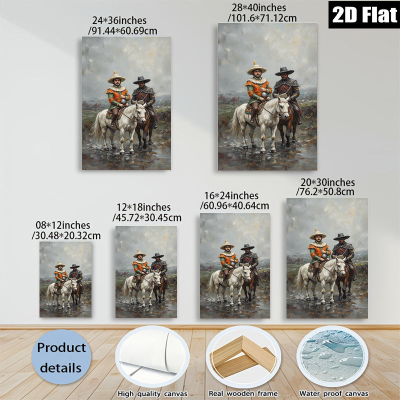 2D flat 1pc Historical Riders Western Landscape Wall Art Canvas Prints For Living Room Bedroom Decor Gallery Wrapped Ready To Hang Farmhouse Style