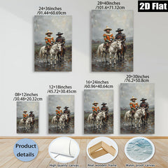 2D flat 1pc Historical Riders Western Landscape Wall Art Canvas Prints For Living Room Bedroom Decor Gallery Wrapped Ready To Hang Farmhouse Style