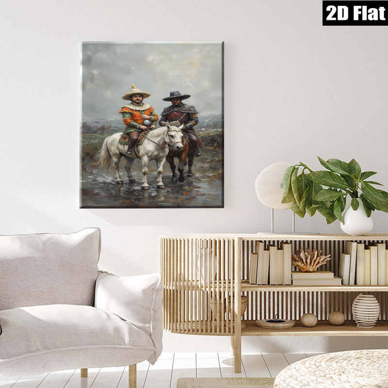 2D flat 1pc Historical Riders Western Landscape Wall Art Canvas Prints For Living Room Bedroom Decor Gallery Wrapped Ready To Hang Farmhouse Style
