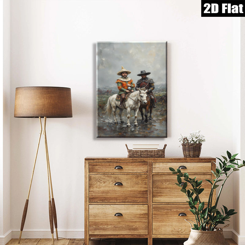 2D flat 1pc Historical Riders Western Landscape Wall Art Canvas Prints For Living Room Bedroom Decor Gallery Wrapped Ready To Hang Farmhouse Style