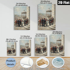 2D flat 1pc Historical Scene Military Leaders Exchange Treaty Grand Canvas Wall Art Living Room Decor Bedroom Gallery Wrapped Modern Farmhouse Style