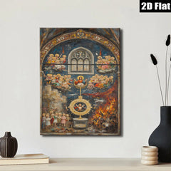 2D flat 1pc Holy Family Celestial Vision Religious Art Wall Decor Living Room Bedroom Gallery Wrapped Canvas Prints Home Accents Modern Farmhouse Style