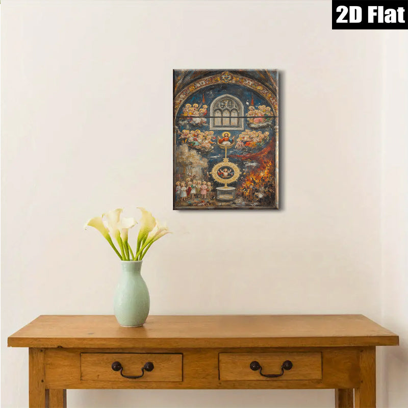 2D flat 1pc Holy Family Celestial Vision Religious Art Wall Decor Living Room Bedroom Gallery Wrapped Canvas Prints Home Accents Modern Farmhouse Style