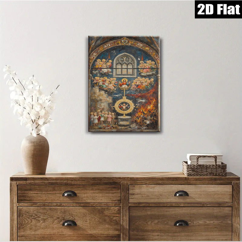 2D flat 1pc Holy Family Celestial Vision Religious Art Wall Decor Living Room Bedroom Gallery Wrapped Canvas Prints Home Accents Modern Farmhouse Style