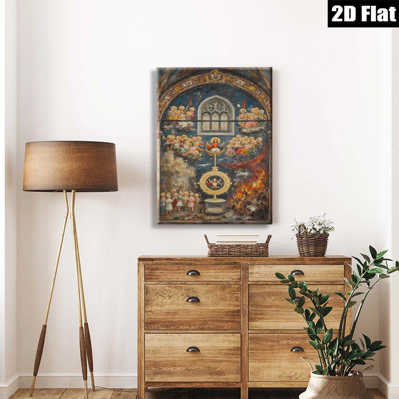 2D flat 1pc Holy Family Celestial Vision Religious Art Wall Decor Living Room Bedroom Gallery Wrapped Canvas Prints Home Accents Modern Farmhouse Style