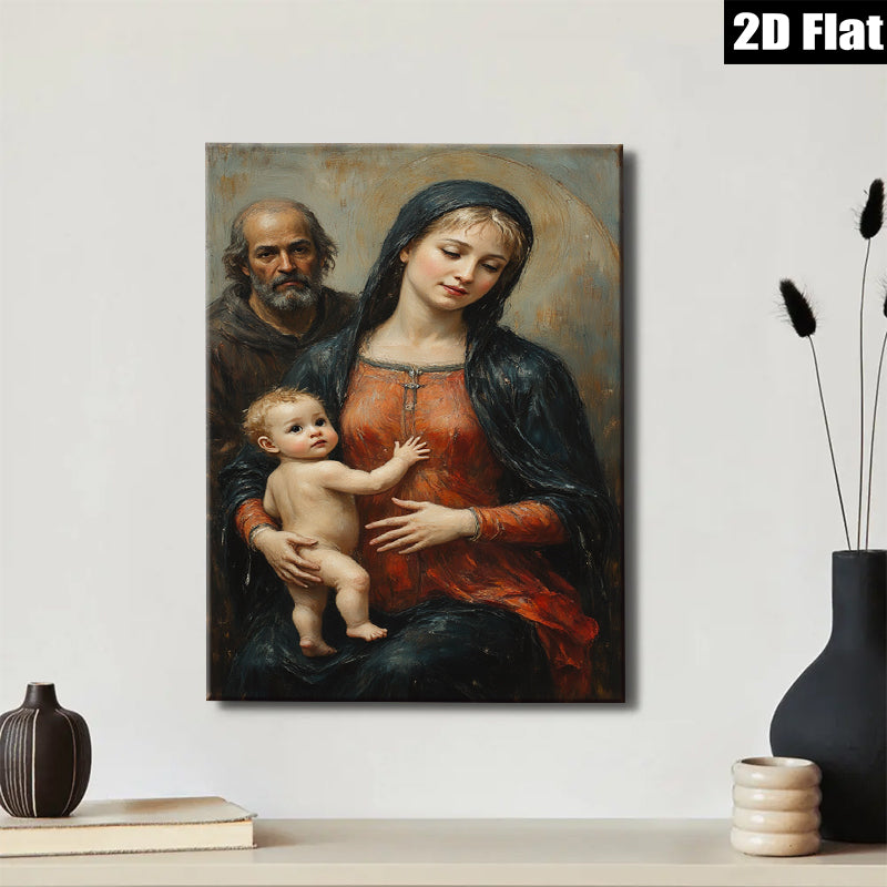 2D flat 1pc Holy Family Portrait Religious Wall Art Decor for Living Room Bedroom Gallery Wrapped Canvas Prints Modern Farmhouse Style