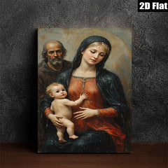 2D flat 1pc Holy Family Portrait Religious Wall Art Decor for Living Room Bedroom Gallery Wrapped Canvas Prints Modern Farmhouse Style