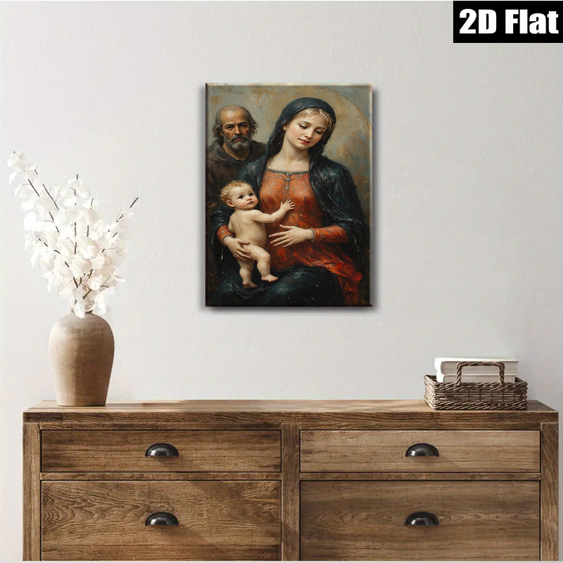 2D flat 1pc Holy Family Portrait Religious Wall Art Decor for Living Room Bedroom Gallery Wrapped Canvas Prints Modern Farmhouse Style