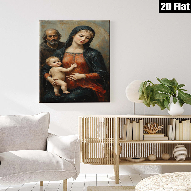 2D flat 1pc Holy Family Portrait Religious Wall Art Decor for Living Room Bedroom Gallery Wrapped Canvas Prints Modern Farmhouse Style
