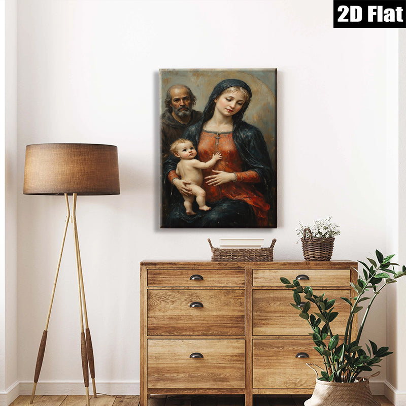 2D flat 1pc Holy Family Portrait Religious Wall Art Decor for Living Room Bedroom Gallery Wrapped Canvas Prints Modern Farmhouse Style