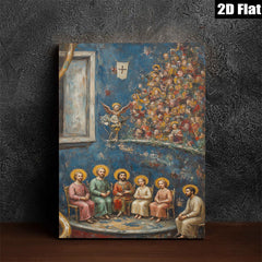 2D flat 1pc Holy Family with Angels Religious Wall Art Decor for Living Room Bedroom Gallery Wrapped Canvas Print Modern Farmhouse Style