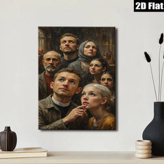2D flat 1pc Hopeful Gaze Family Portrait Canvas Wall Art for Living Room Bedroom Home Decor Farmhouse Style Gallery Wrapped Prints